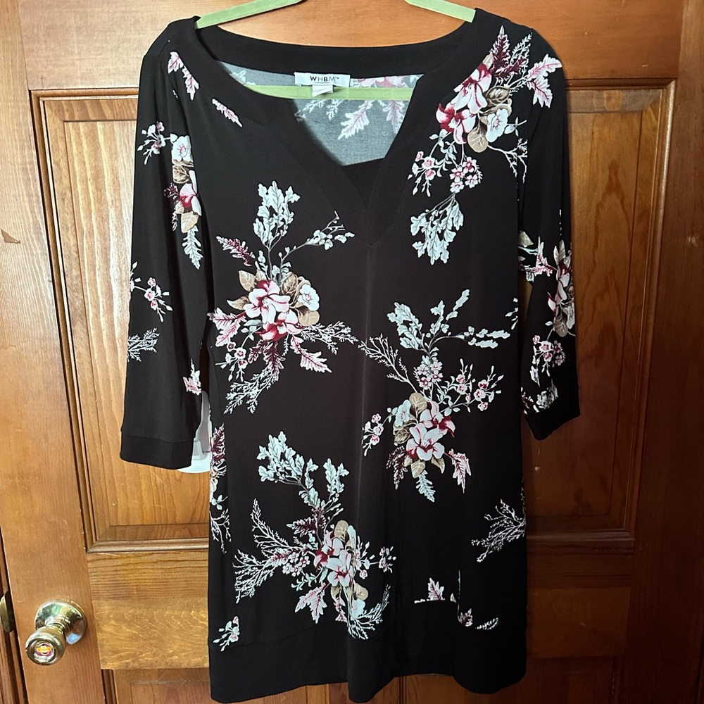 White House Black Market Black Floral Top
